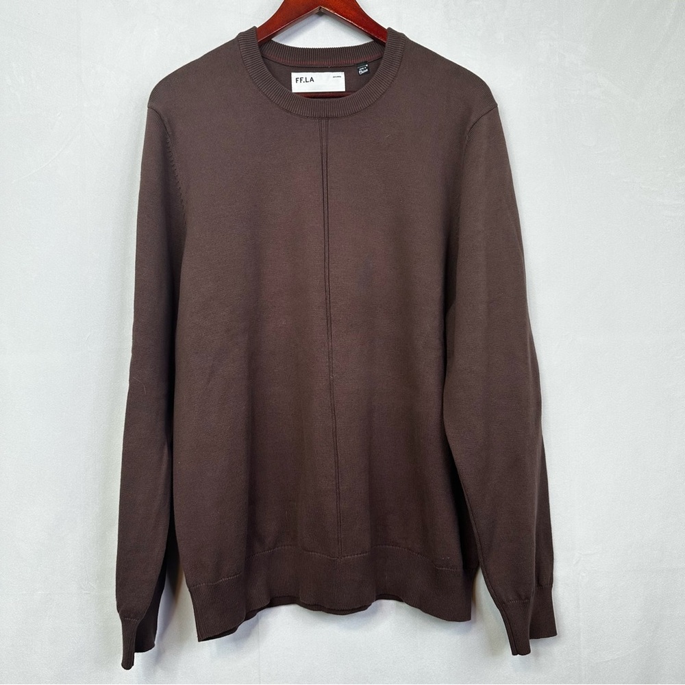 Five Four Los Angeles Sweater Men’s Academic Preppy Brown Pascal Crew Neck Top